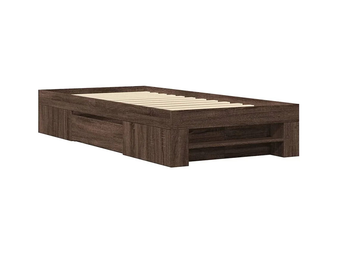 Lit simple | Lit adulte, enfant | Cadre de lit chêne marron 75x190cm bois ingénierie