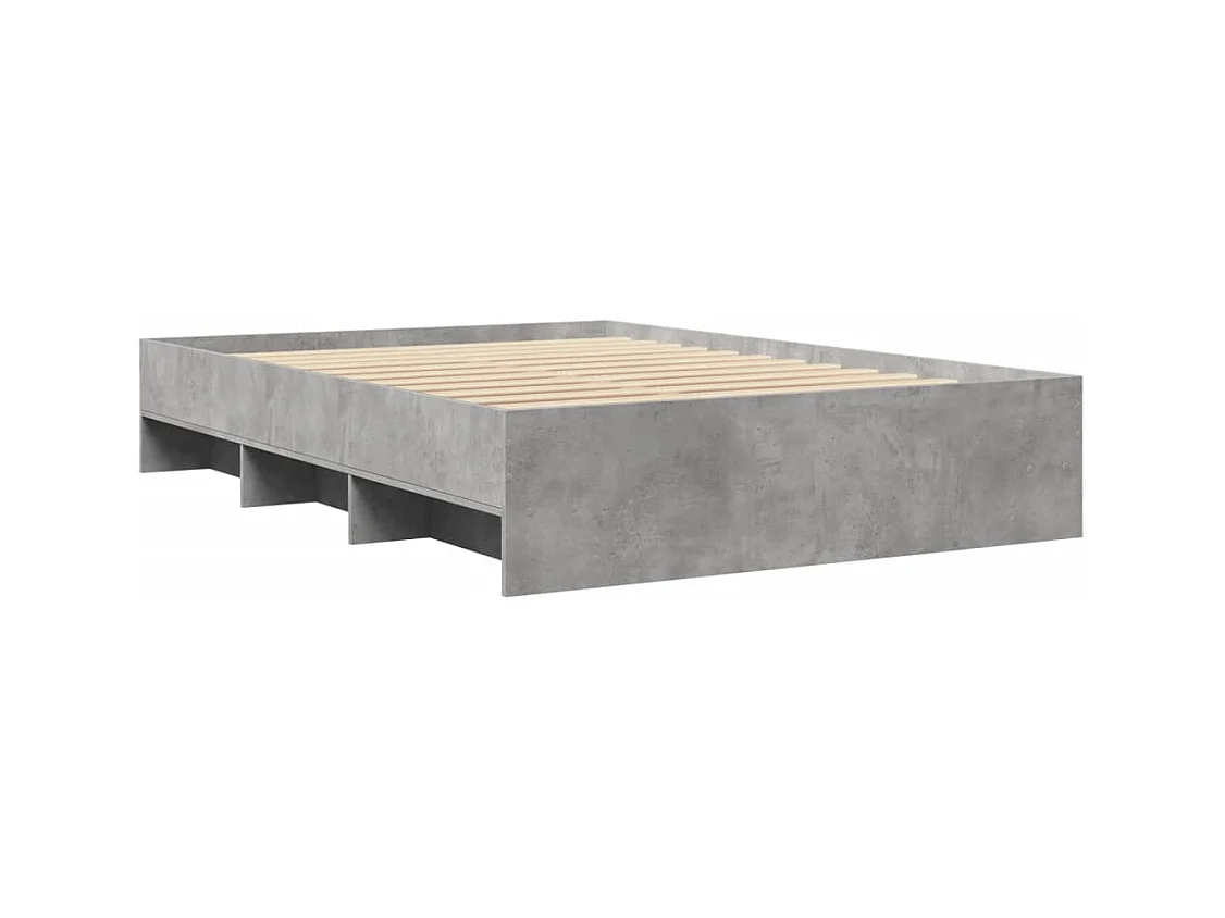 Lit double | Lit adulte | Cadre de lit gris béton 135x190 cm bois ingénierie