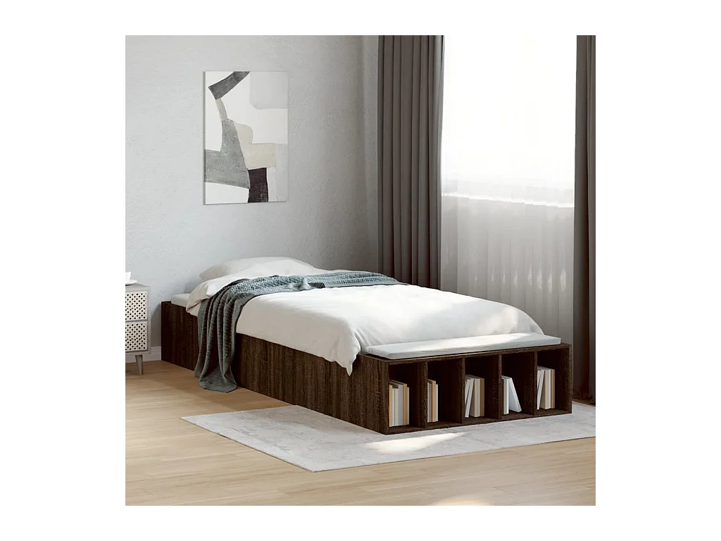 Lit simple | Lit adulte, enfant | Cadre de lit chêne marron 100x200 cm