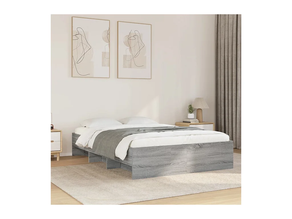 Lit double | Lit adulte | Cadre de lit sonoma gris 135x190 cm