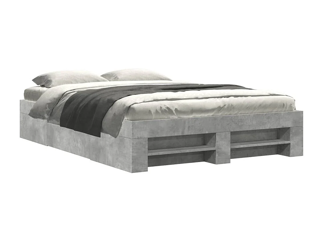 Letto per adulti | Letto matrimoniale | Giroletto Grigio Cemento 135x190 cm in Legno Multistrato