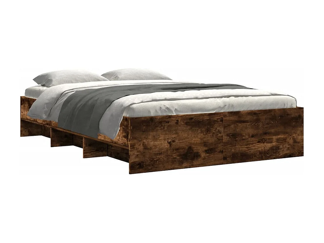 Lit double | Lit adulte | Cadre de lit chêne fumé 135x190 cm bois ingénierie
