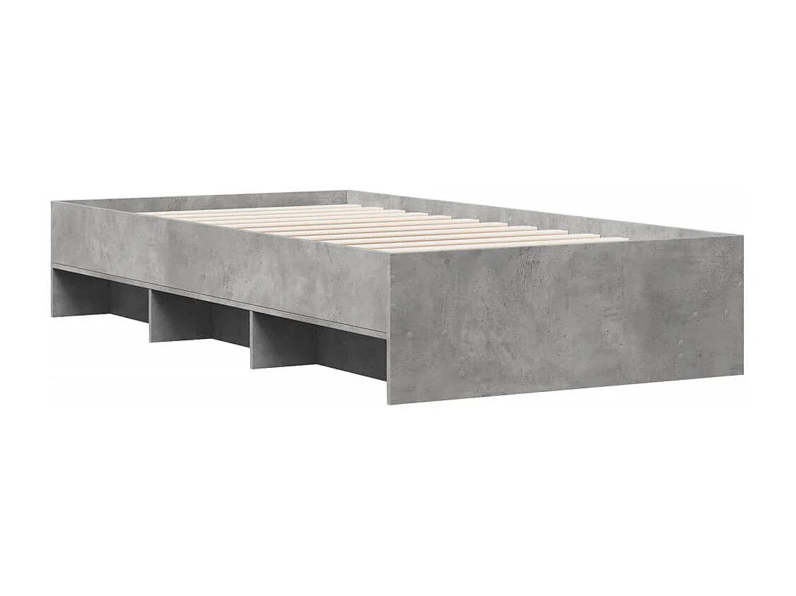 Letto per adulti | Letto singolo | Giroletto Grigio Cemento 75x190 cm in Legno Multistrato