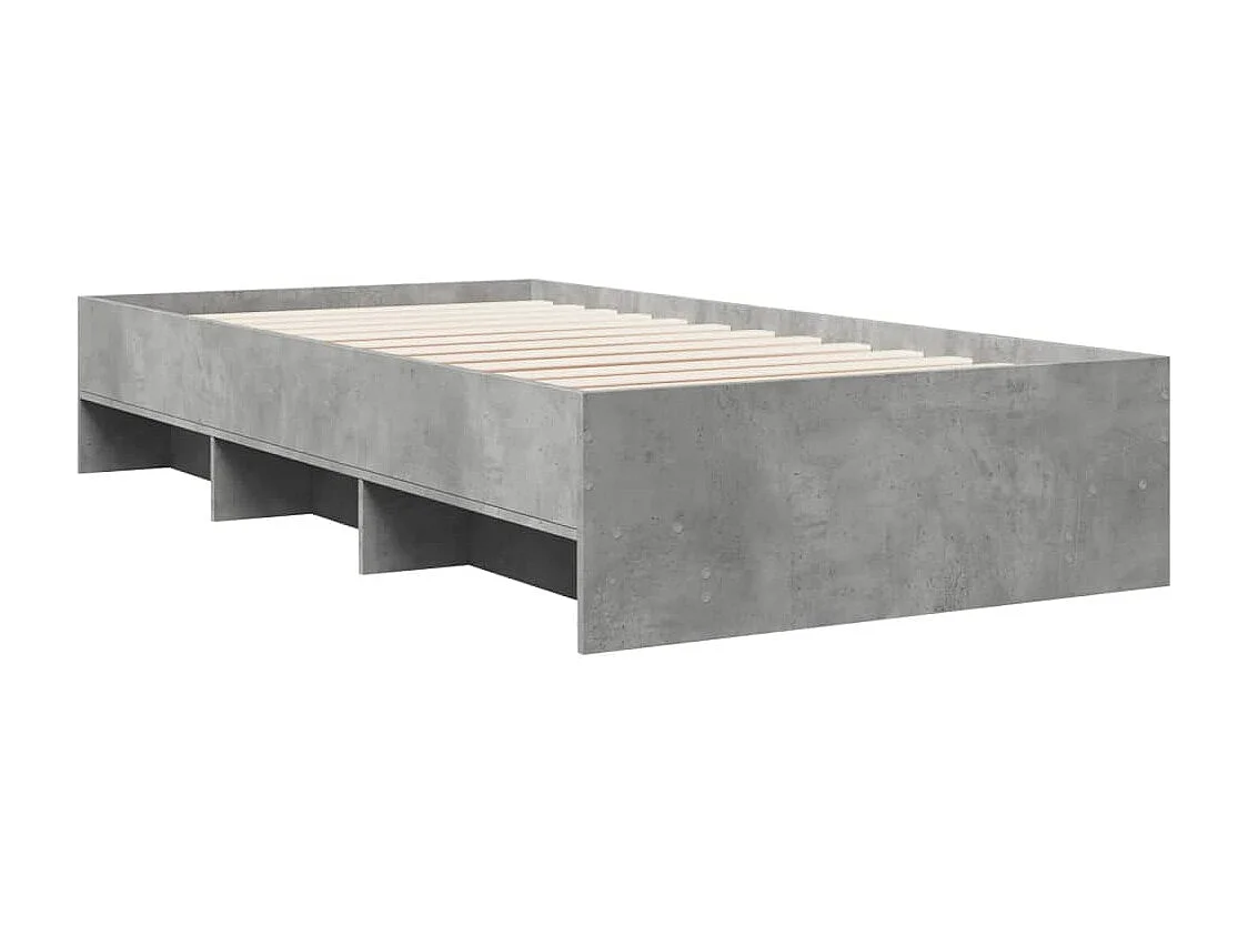 Letto per adulti | Letto singolo | Giroletto Grigio Cemento 75x190 cm in Legno Multistrato