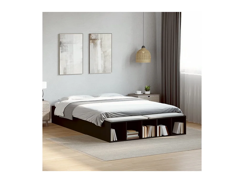 Lit simple | Lit adulte, enfant | Cadre de lit noir 120x190 cm