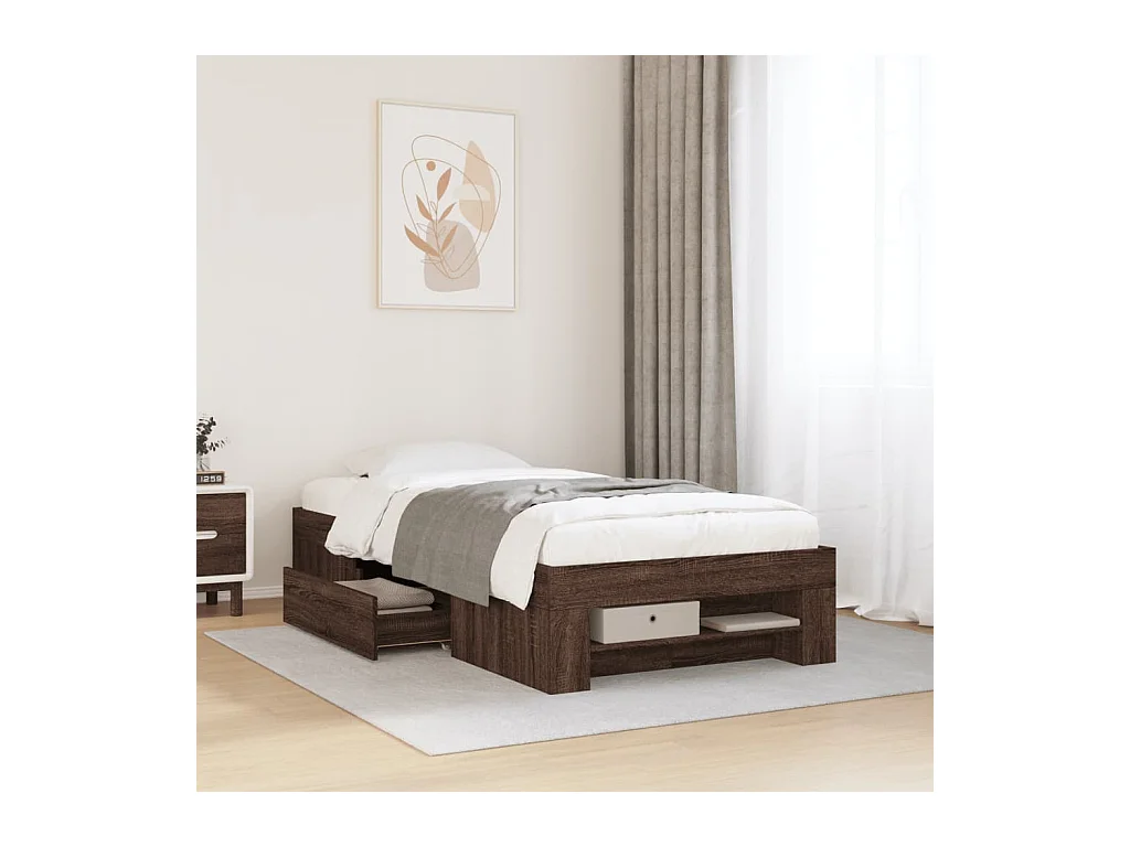 Lit simple | Lit adulte, enfant | Cadre de lit chêne marron 100x200 cm