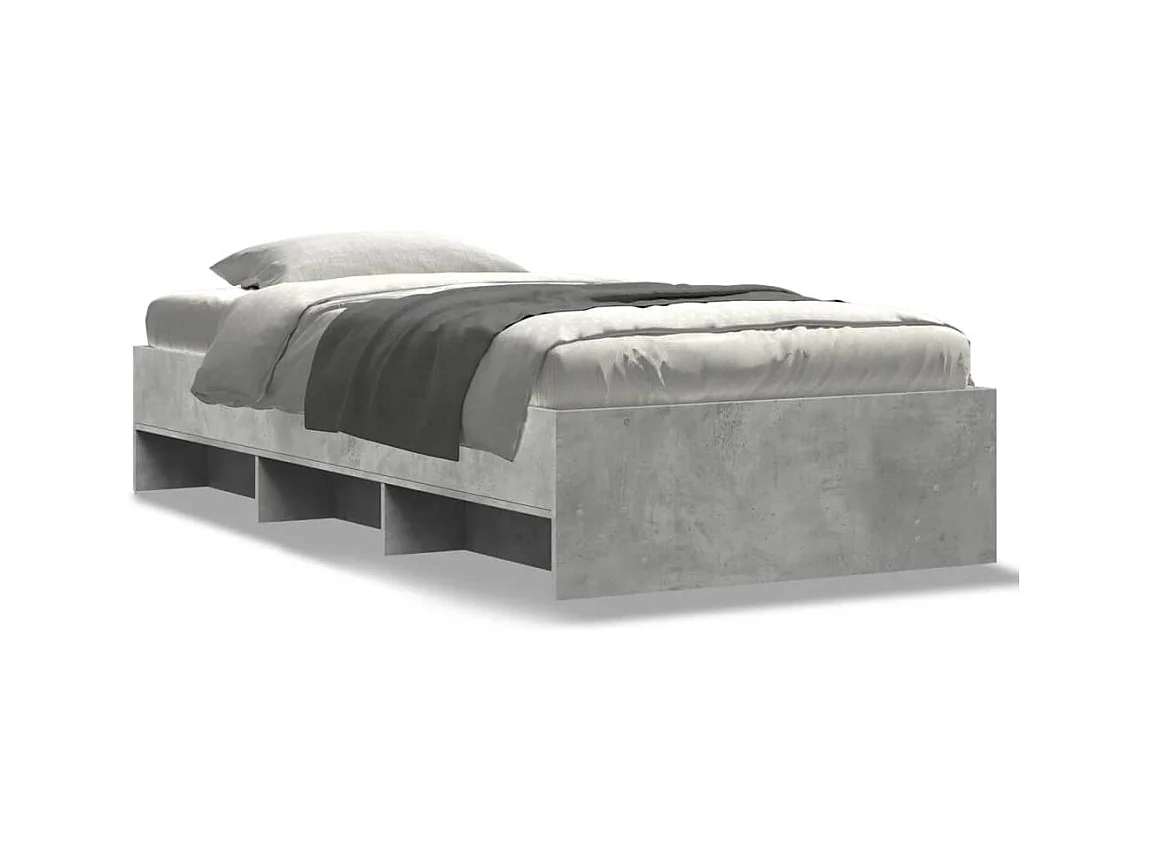 Lit simple | Lit adulte, enfant | Cadre de lit gris béton 90x200cm bois d'ingénierie