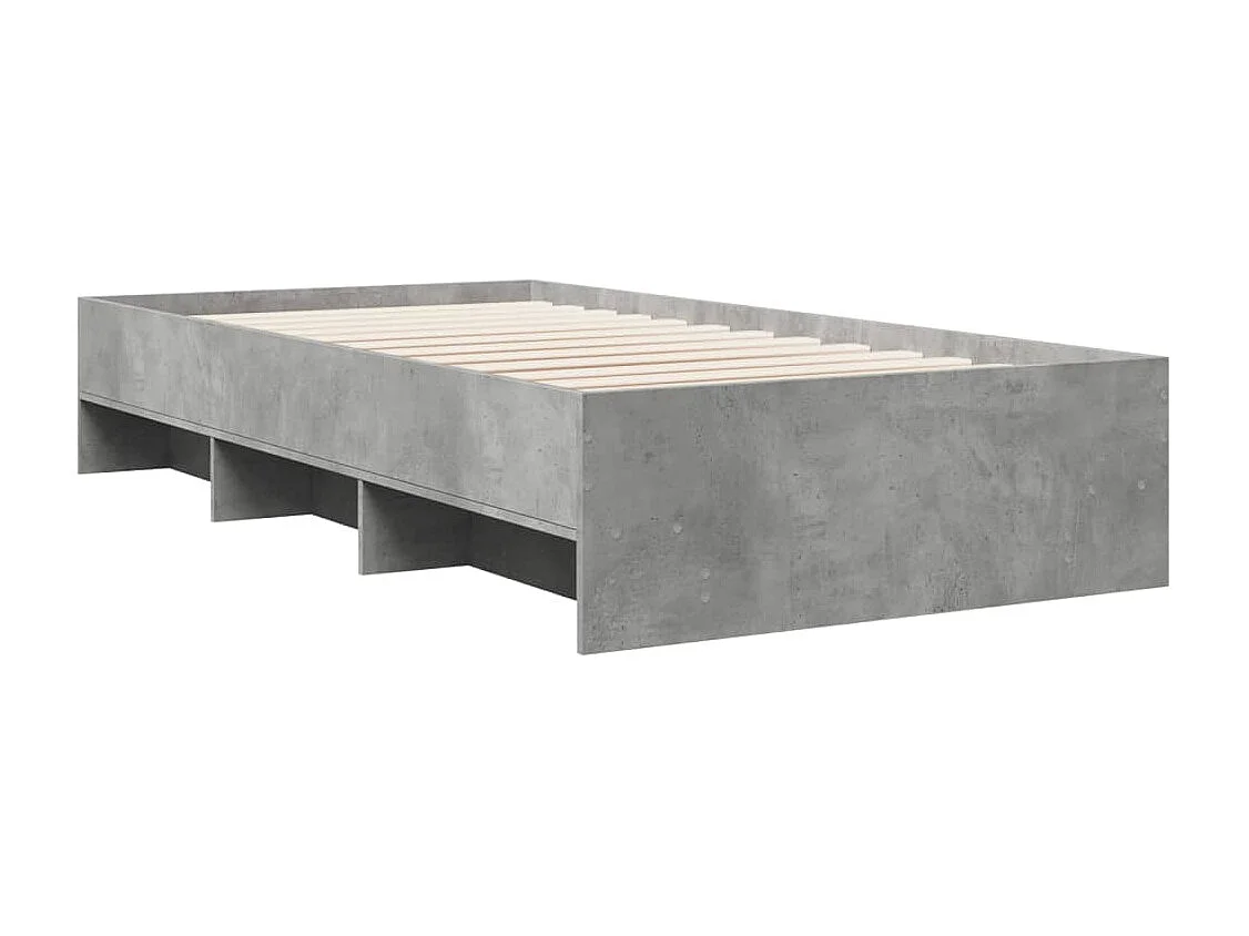 Letto per adulti | Letto singolo | Giroletto Grigio Cemento 90x200 cm in Legno Multistrato