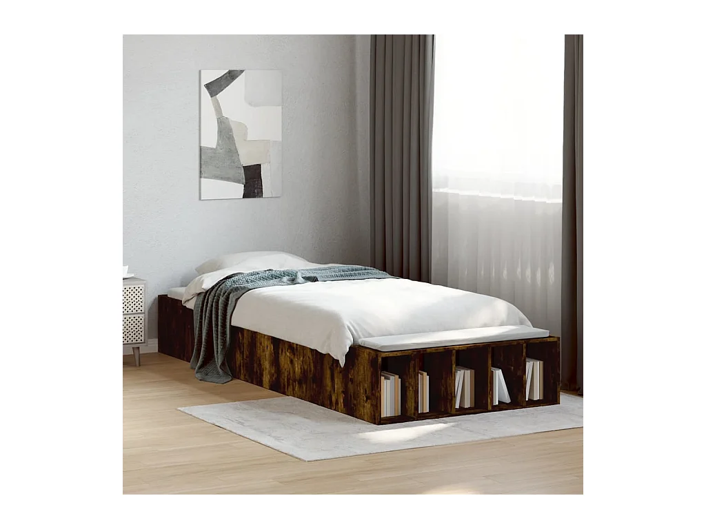Lit simple | Lit adulte, enfant | Cadre de lit chêne fumé 90x200 cm