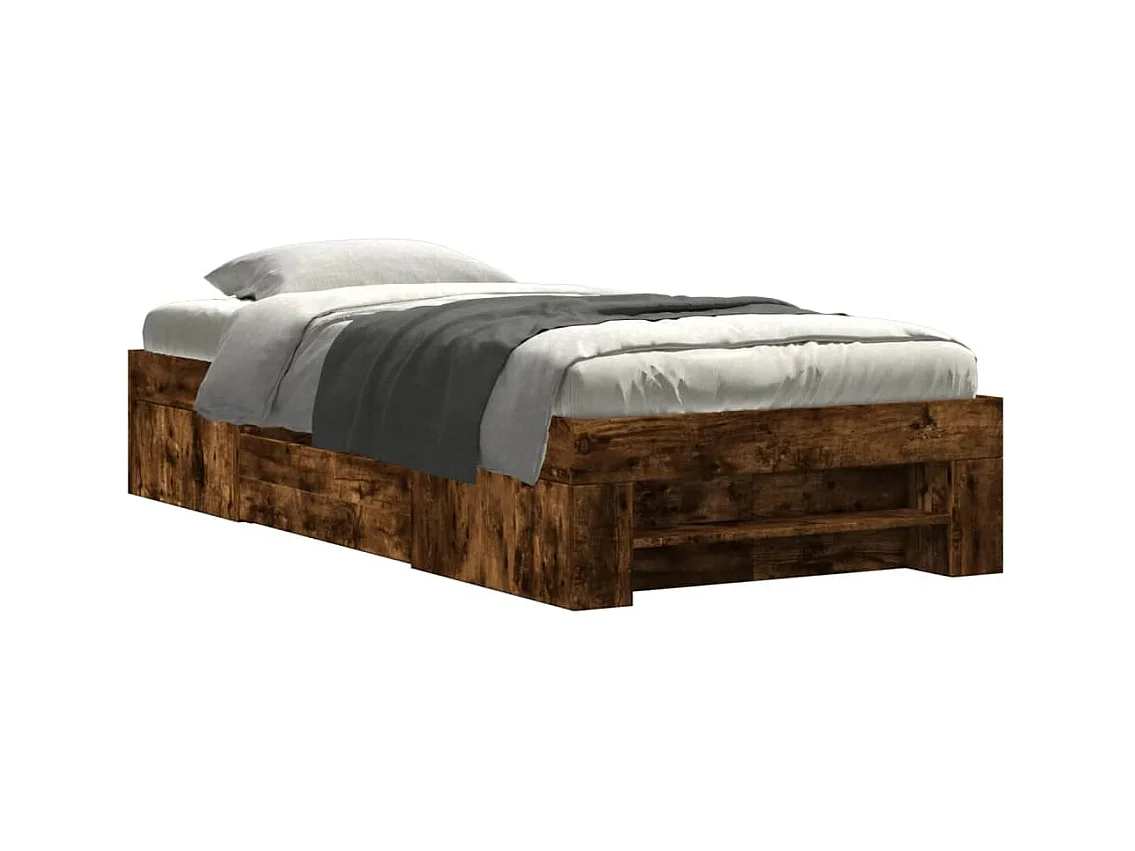 Lit simple | Lit adulte, enfant | Cadre de lit chêne fumé 90x200cm bois d'ingénierie