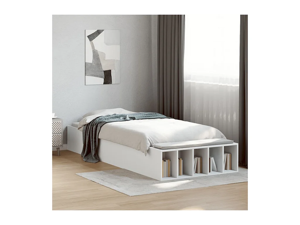 Lit simple | Lit adulte, enfant | Cadre de lit blanc 90x200 cm