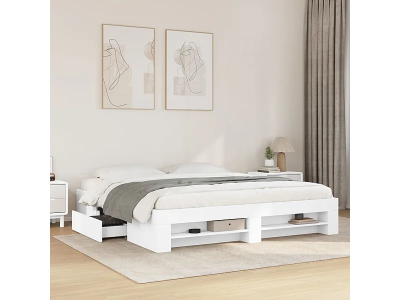Letto per adulti | Letto matrimoniale | Giroletto Bianco 200x200 cm in Legno Multistrato