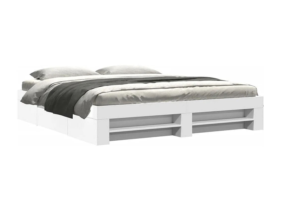 Letto per adulti | Letto matrimoniale | Giroletto Bianco 200x200 cm in Legno Multistrato