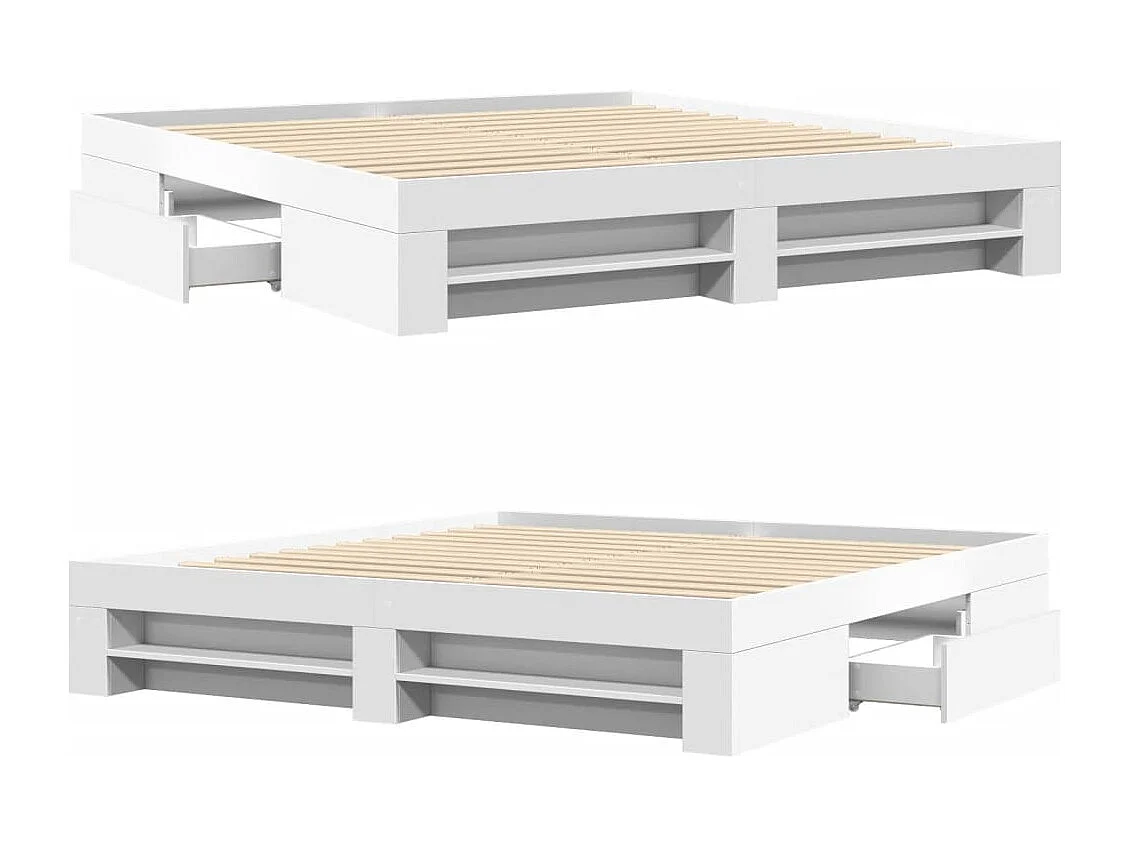 Letto per adulti | Letto matrimoniale | Giroletto Bianco 200x200 cm in Legno Multistrato