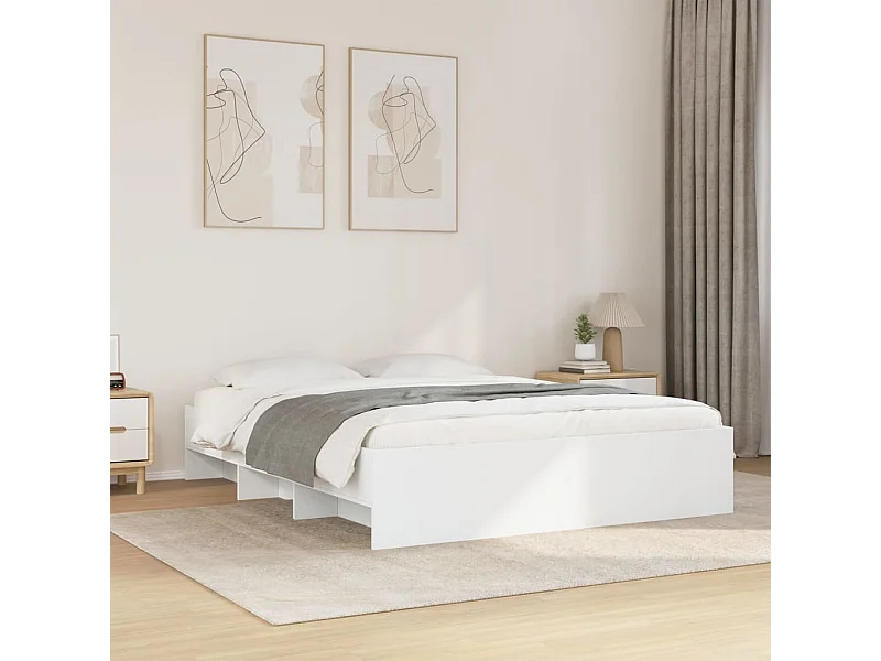 Letto per adulti | Letto matrimoniale | Giroletto senza Materasso Bianco 160x200cm in Legno Multistrato