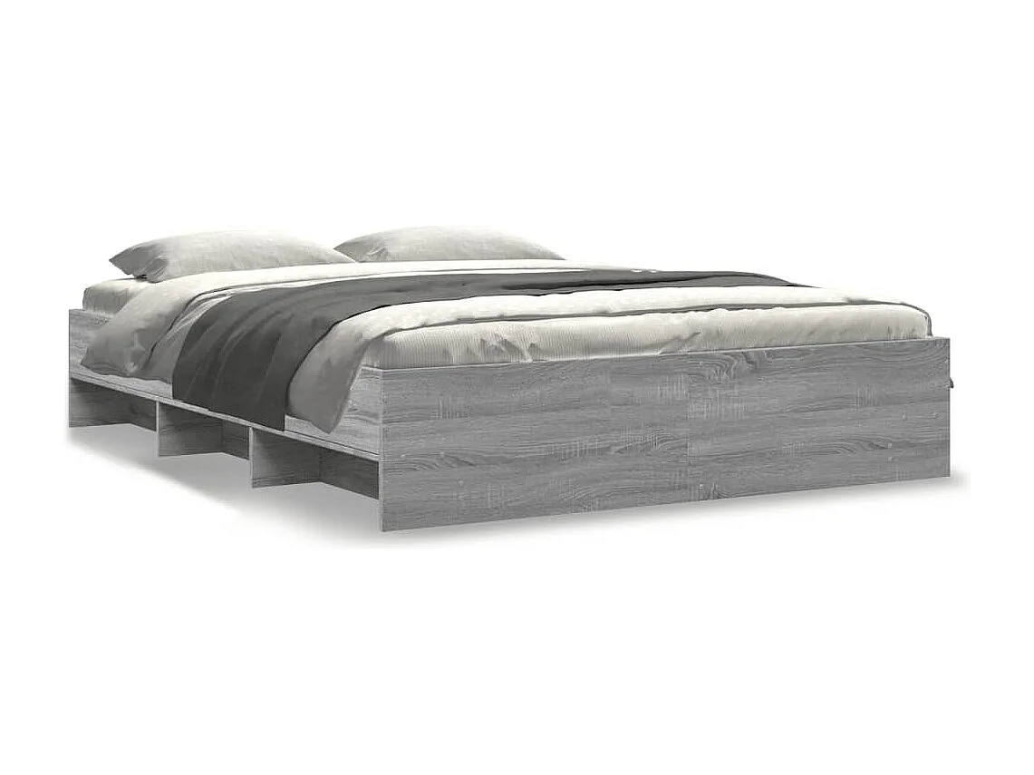 Letto per adulti | Letto matrimoniale | Giroletto senza Materasso Grigio Sonoma 160x200 cm Truciolato