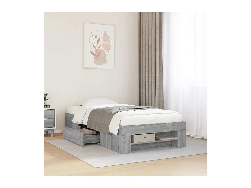 Lit simple | Lit adulte, enfant | Cadre de lit sonoma gris 100x200 cm