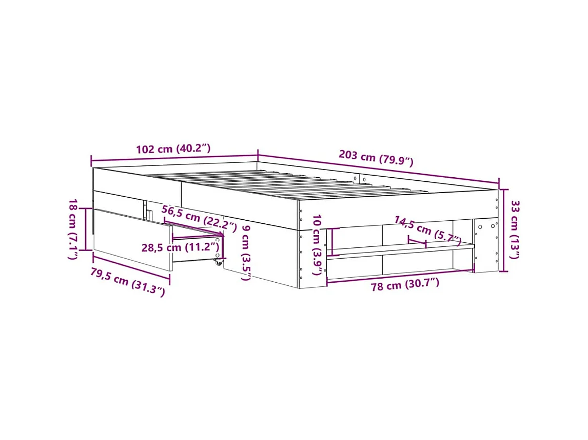 Lit simple | Lit adulte, enfant | Cadre de lit sonoma gris 100x200 cm