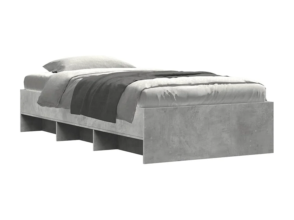 Letto per adulti | Letto singolo | Giroletto Grigio Cemento 90x190 cm in Legno Multistrato