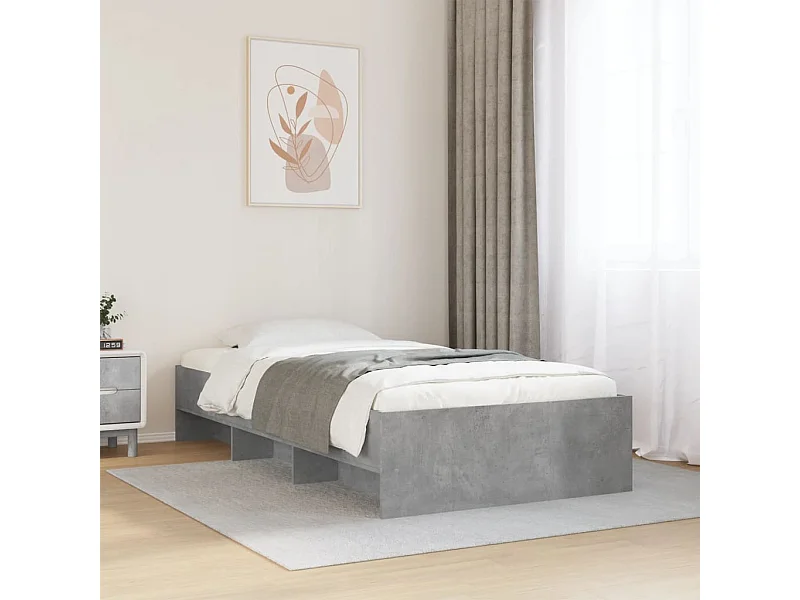 Letto per adulti | Letto singolo | Giroletto Grigio Cemento 90x190 cm in Legno Multistrato
