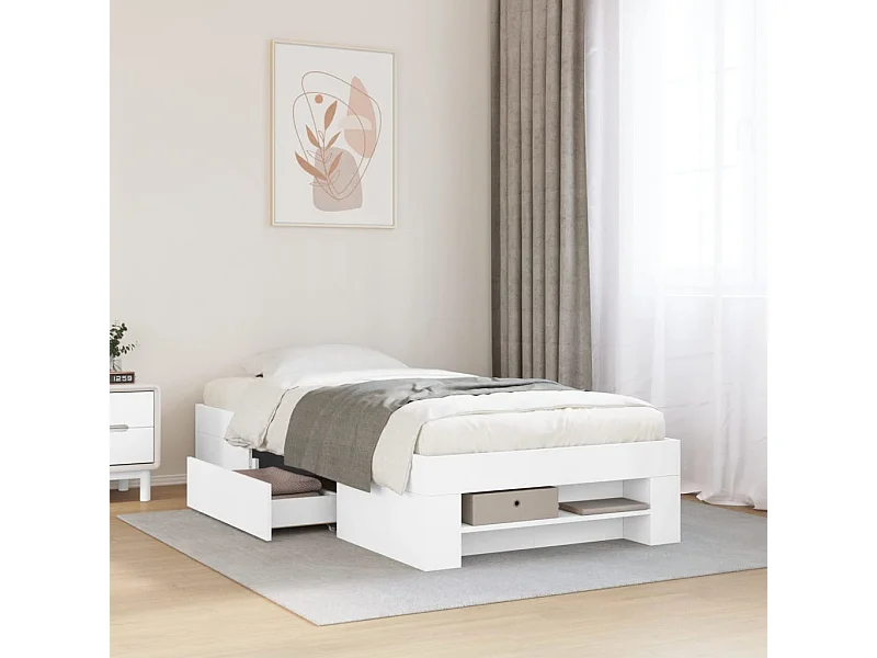 Letto per adulti | Letto singolo | Giroletto Bianco 90x190 cm in Legno Multistrato