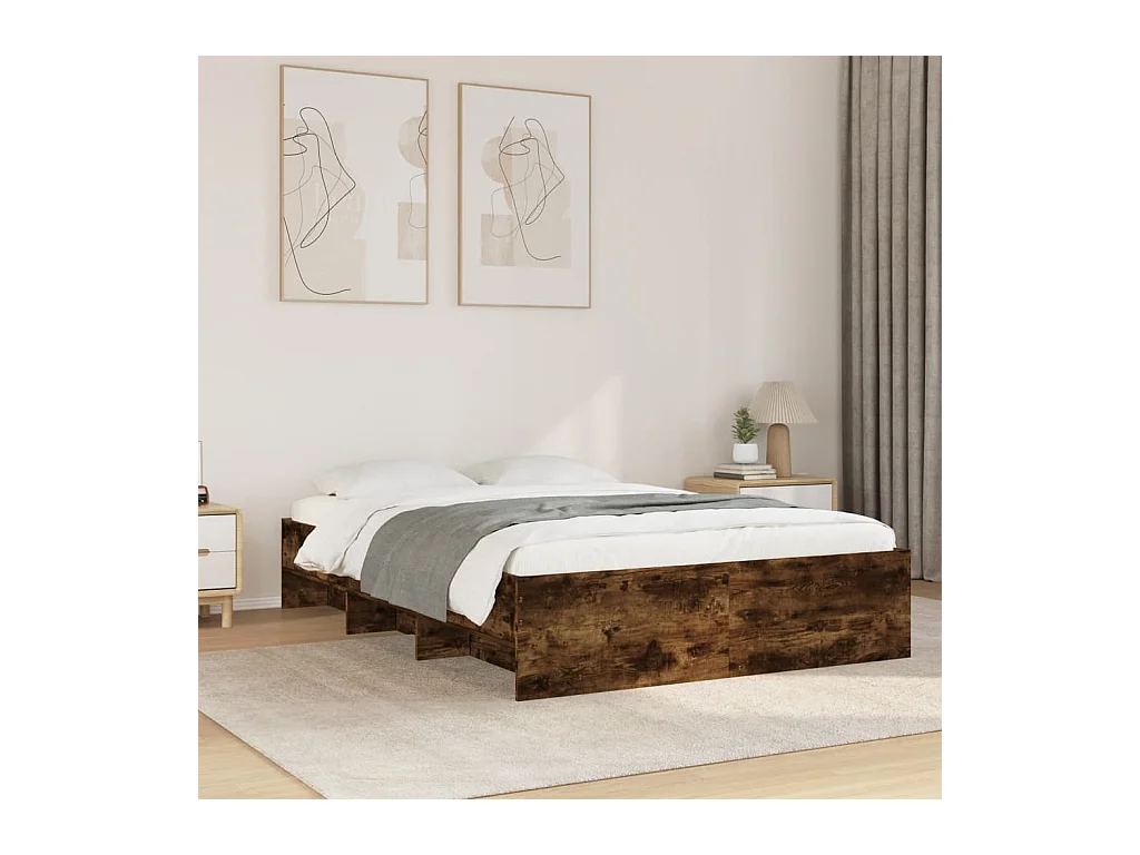 Lit simple | Lit adulte, enfant | Cadre de lit chêne fumé 120x200 cm bois ingénierie