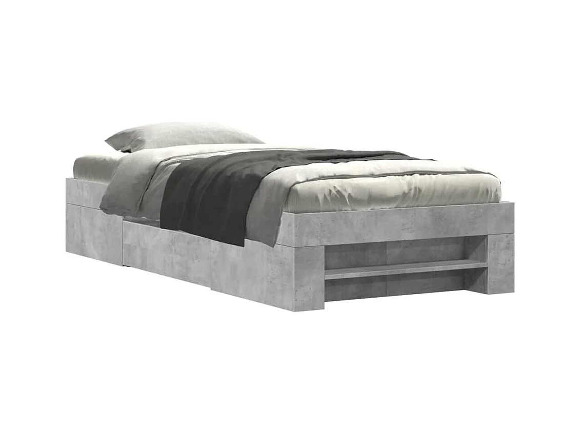 Lit simple | Lit adulte, enfant | Cadre de lit gris béton 90x190cm bois d'ingénierie