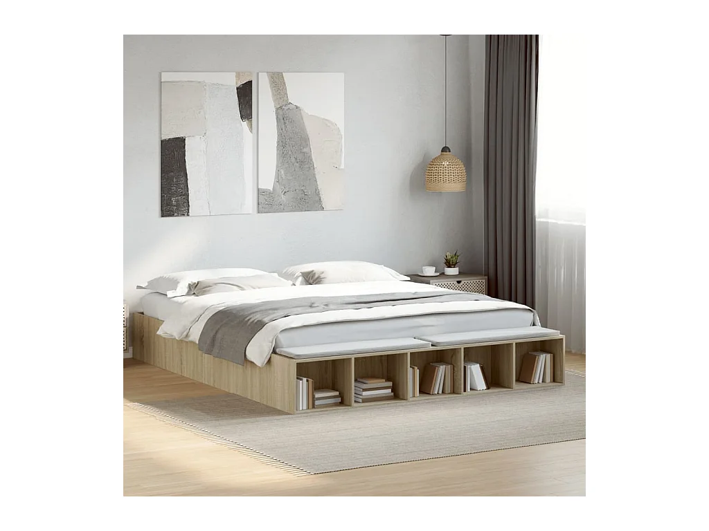 Lit double | Lit adulte | Cadre de lit chêne sonoma 200x200 cm