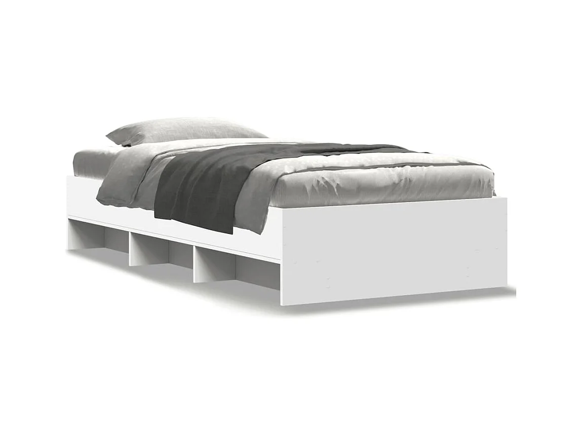 Lit simple | Lit adulte, enfant | Cadre de lit blanc 75x190 cm bois d'ingénierie