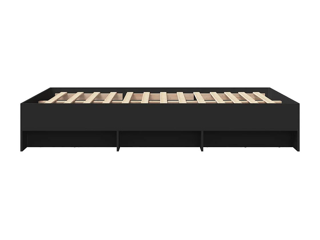 Lit double | Lit adulte | Cadre de lit noir 135x190 cm bois d'ingénierie