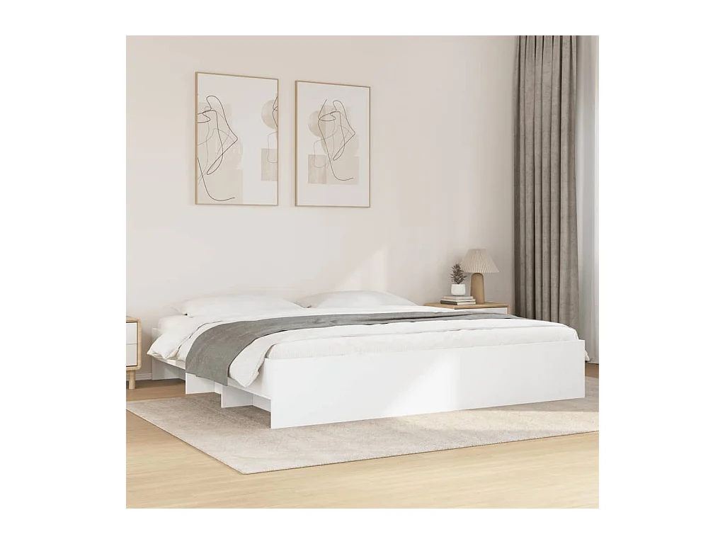 Lit double | Lit adulte | Cadre de lit blanc 180x200 cm bois d'ingénierie