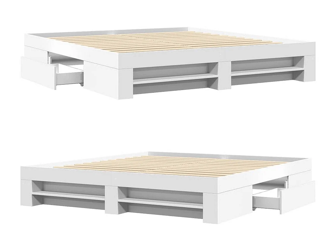 Letto per adulti | Letto matrimoniale | Giroletto senza Materasso Bianco 180x200 cm Legno Multistrato