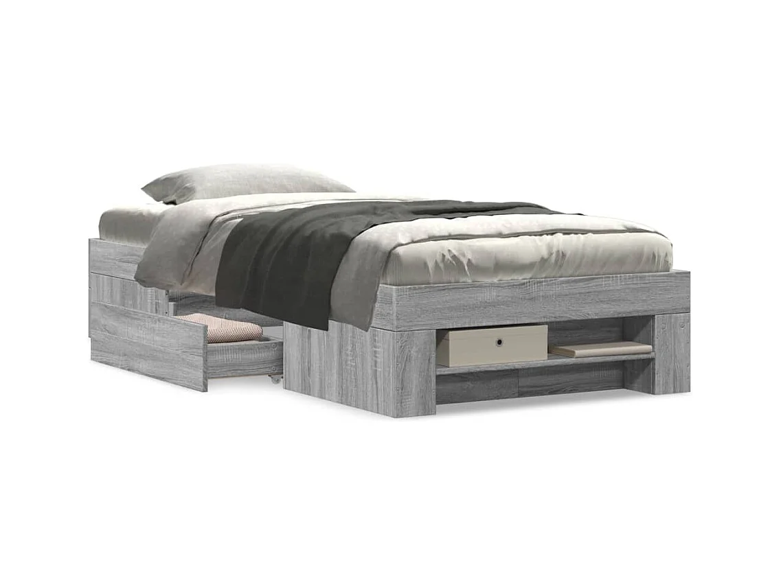Lit simple | Lit adulte, enfant | Cadre de lit sonoma gris 90x200 cm