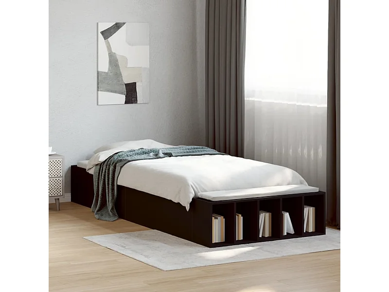 Lit simple | Lit adulte, enfant | Cadre de lit noir 90x190 cm