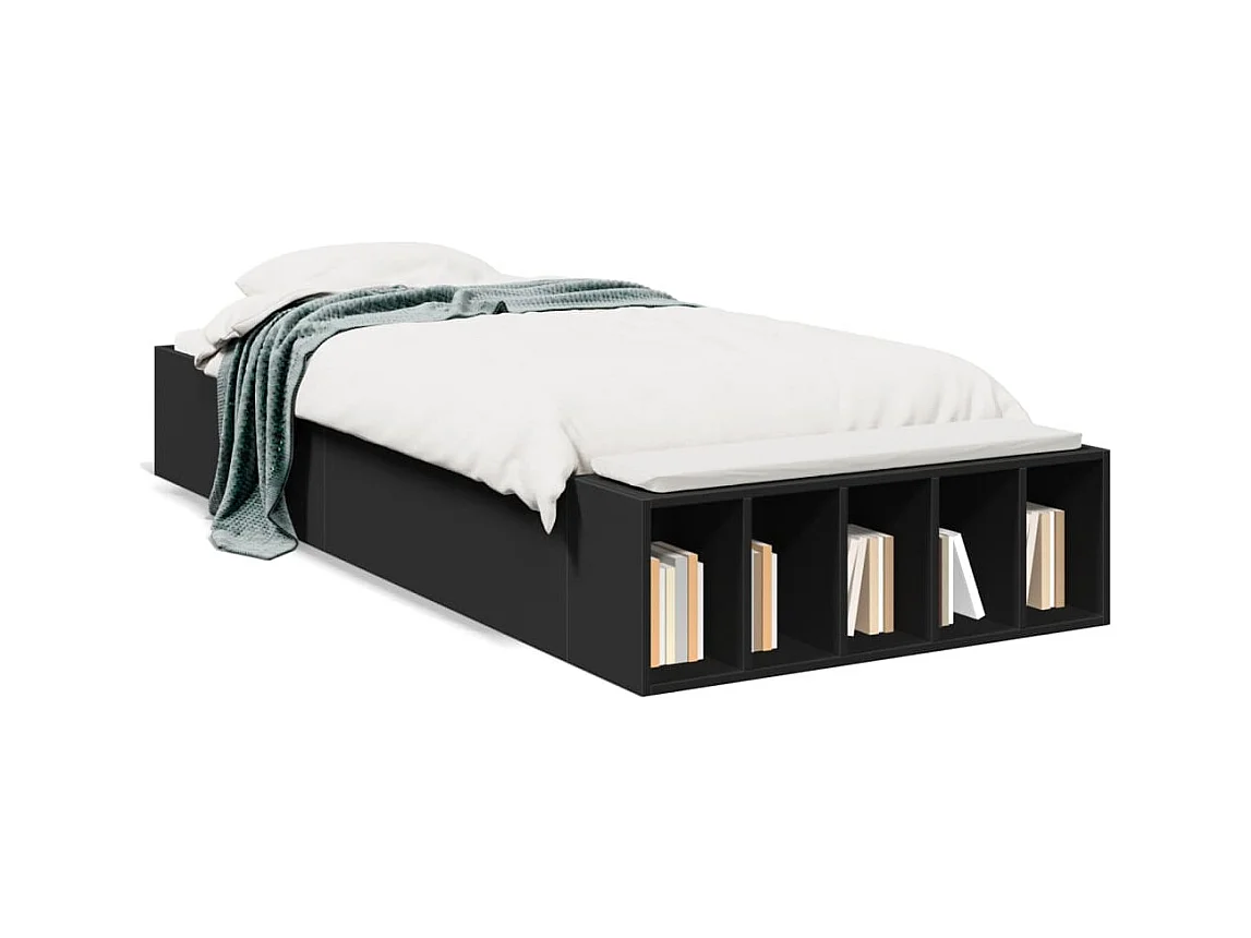 Lit simple | Lit adulte, enfant | Cadre de lit noir 90x190 cm