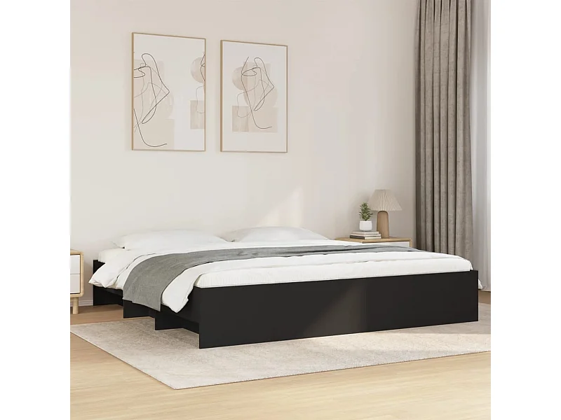 Letto per adulti | Letto matrimoniale | Giroletto senza Materasso Nero 180x200 cm in Legno Multistrato