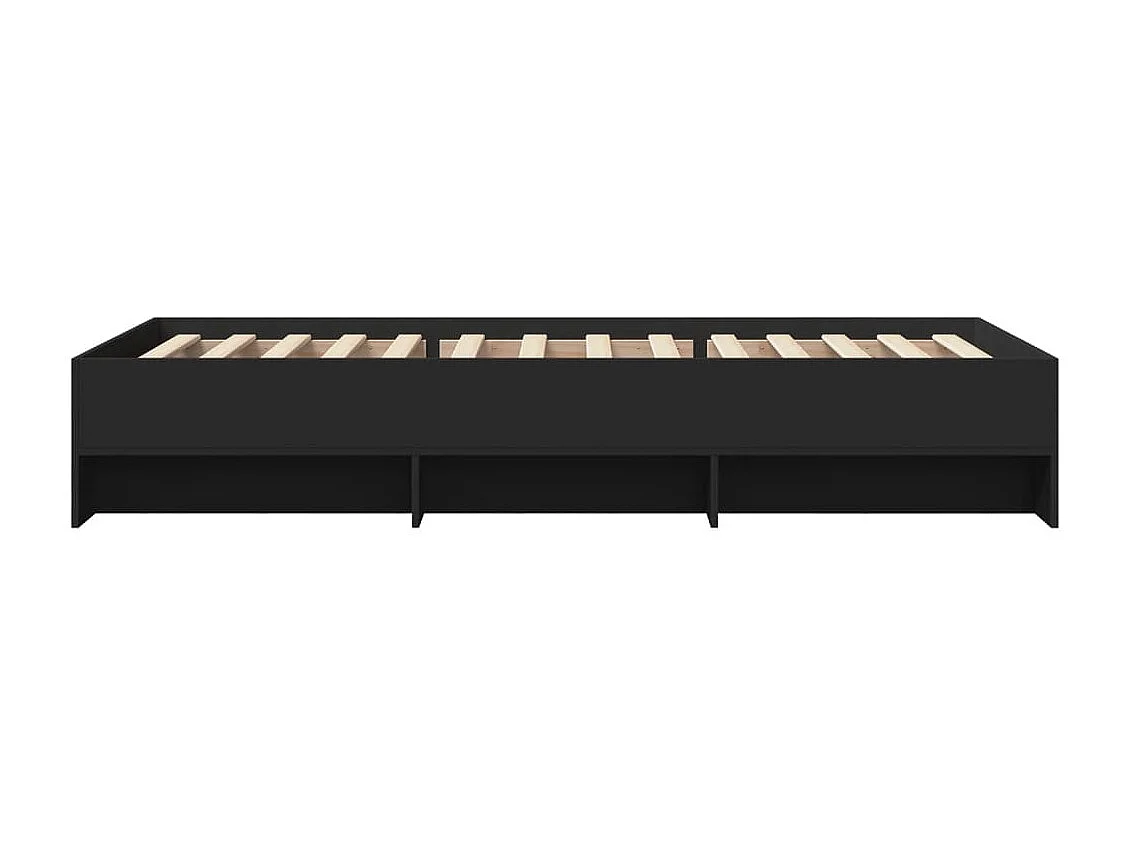 Lit simple | Lit adulte, enfant | Cadre de lit noir 90x200 cm bois d'ingénierie
