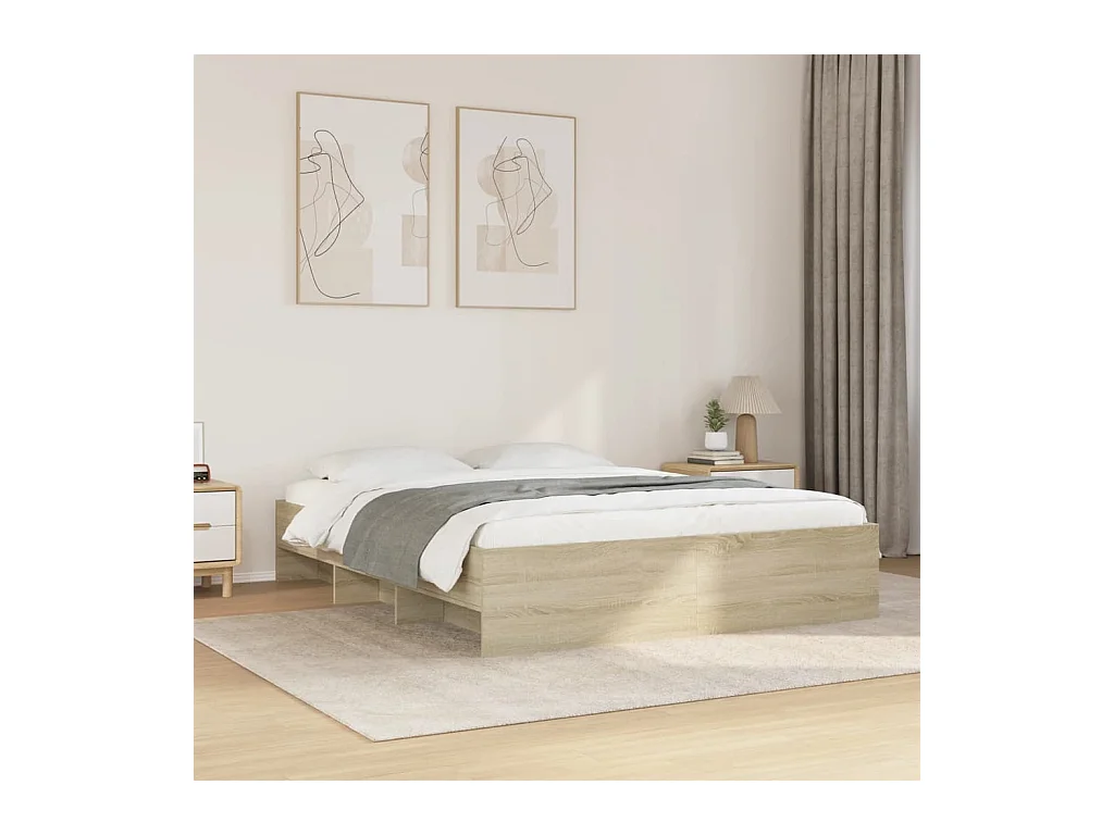 Lit double | Lit adulte | Cadre de lit chêne sonoma 160x200 cm