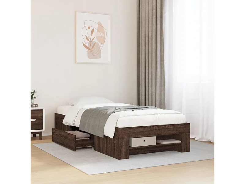 Letto per adulti | Letto singolo | Giroletto senza Materasso Rovere Marrone 90x200cm in Truciolato