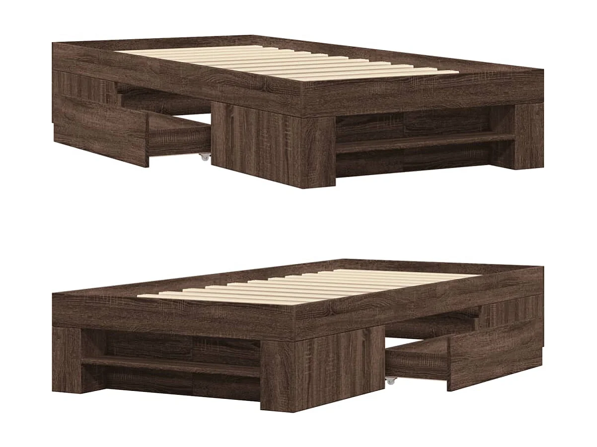 Lit simple | Lit adulte, enfant | Cadre de lit chêne marron 90x200cm bois ingénierie