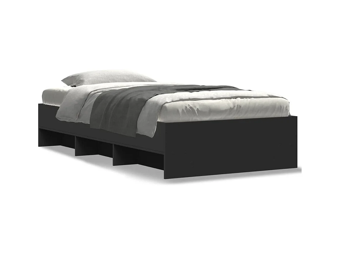 Lit simple | Lit adulte, enfant | Cadre de lit noir 100x200 cm bois d'ingénierie