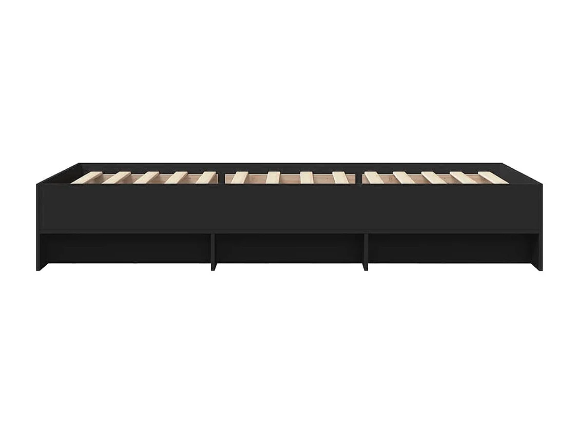 Lit simple | Lit adulte, enfant | Cadre de lit noir 100x200 cm bois d'ingénierie