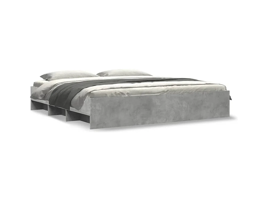 Lit double | Lit adulte | Cadre de lit gris béton 180x200 cm bois ingénierie