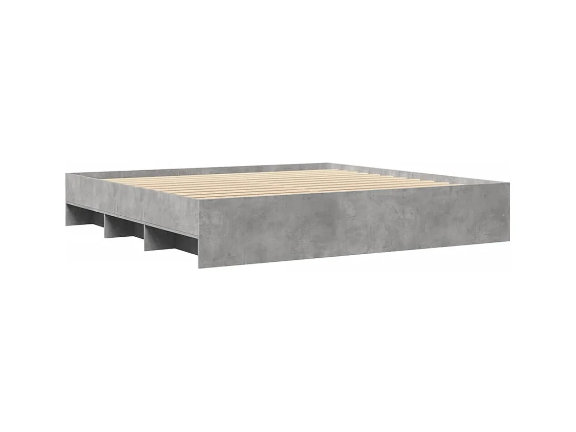 Lit double | Lit adulte | Cadre de lit gris béton 180x200 cm bois ingénierie
