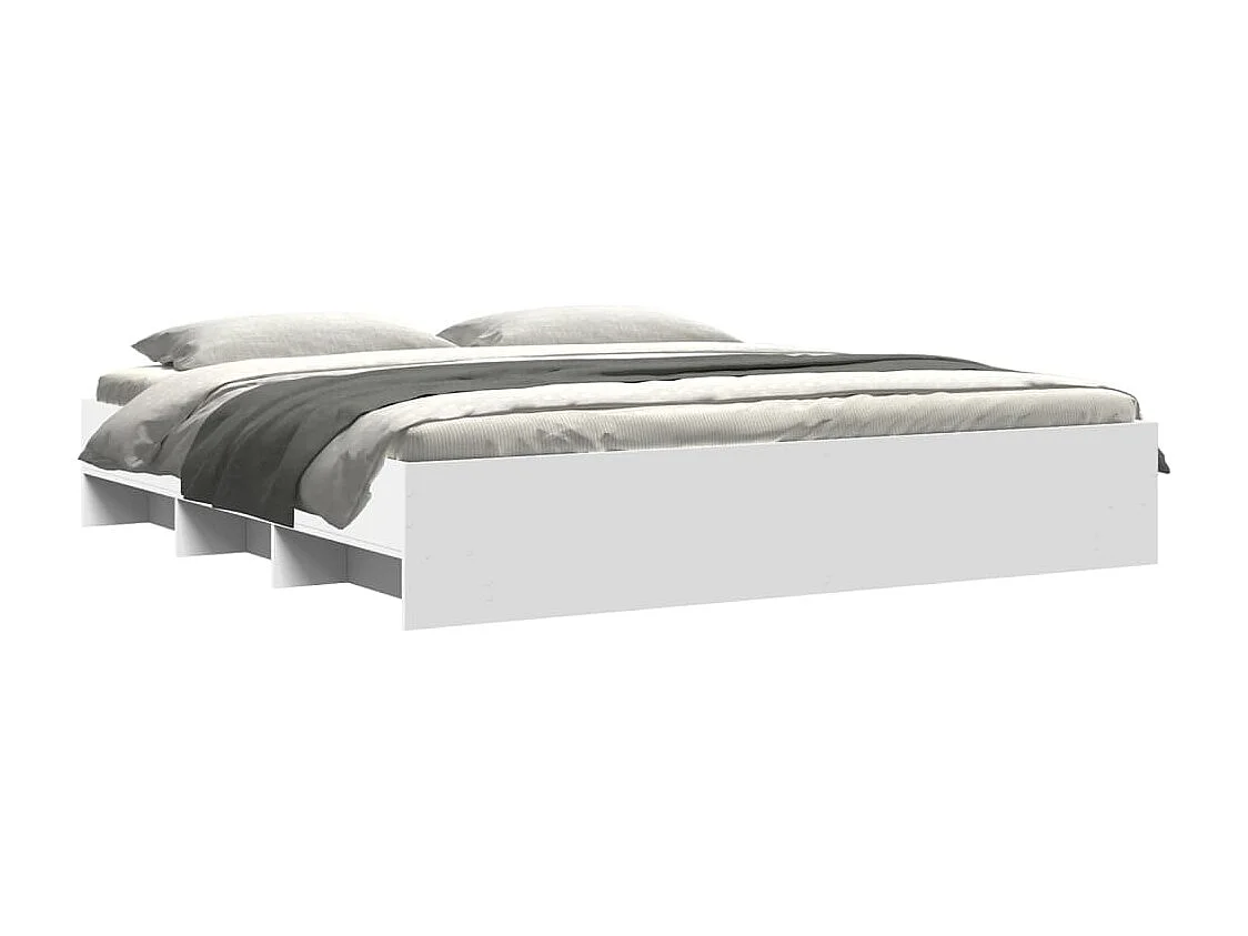Lit double | Lit adulte | Cadre de lit blanc 200x200 cm bois d'ingénierie
