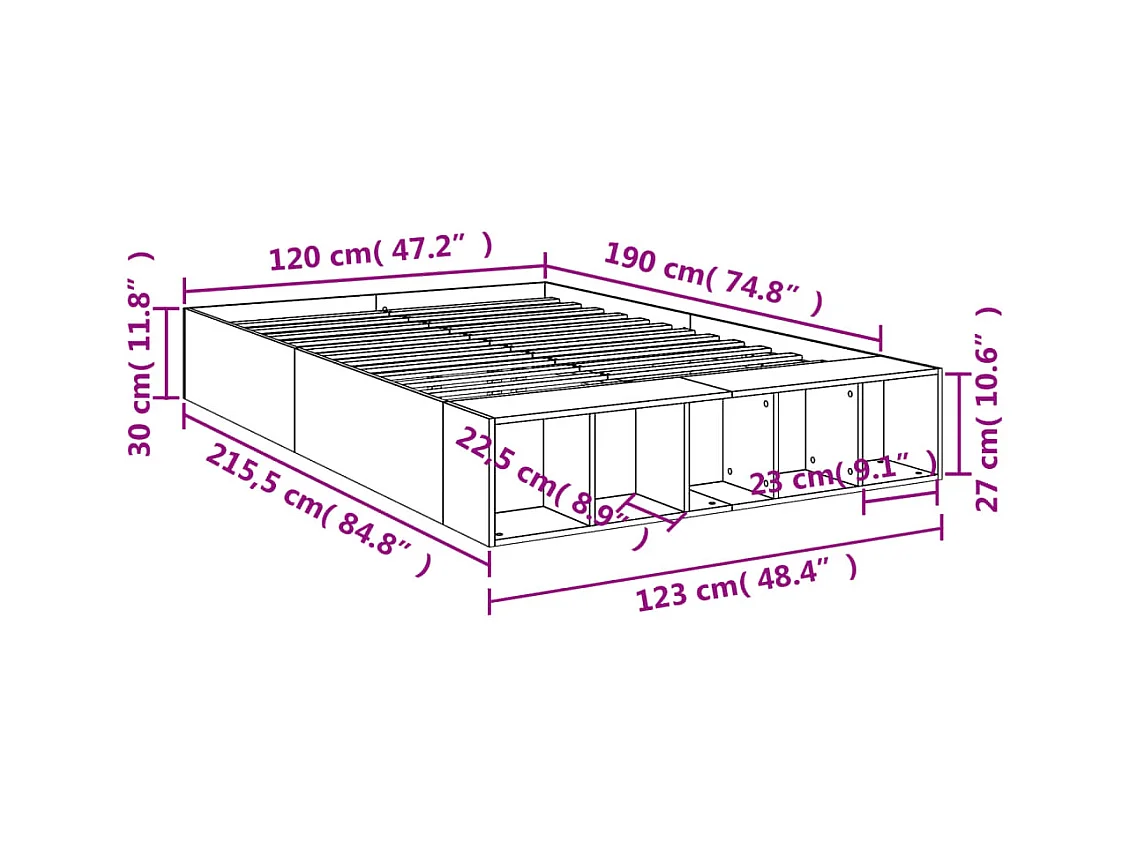 Lit simple | Lit adulte, enfant | Cadre de lit chêne sonoma 120x190 cm