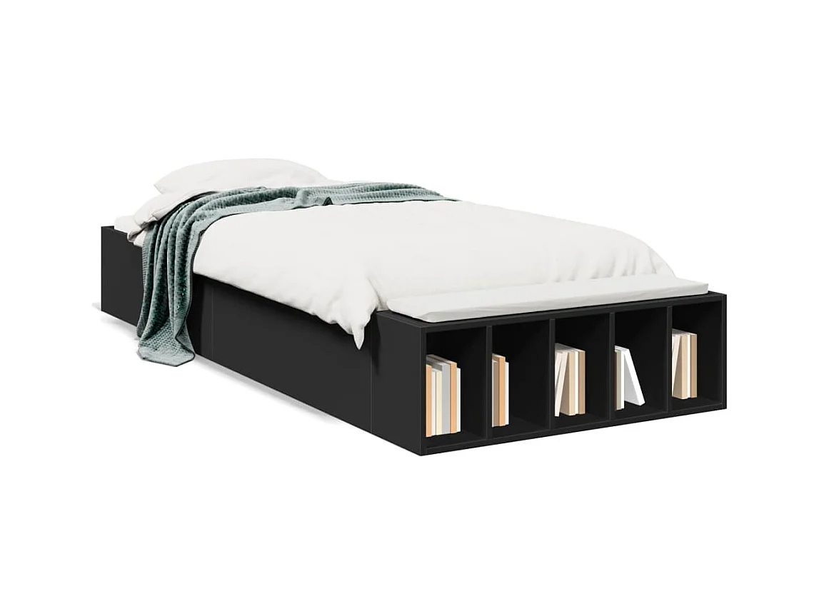 Lit simple | Lit adulte, enfant | Cadre de lit noir 100x200 cm