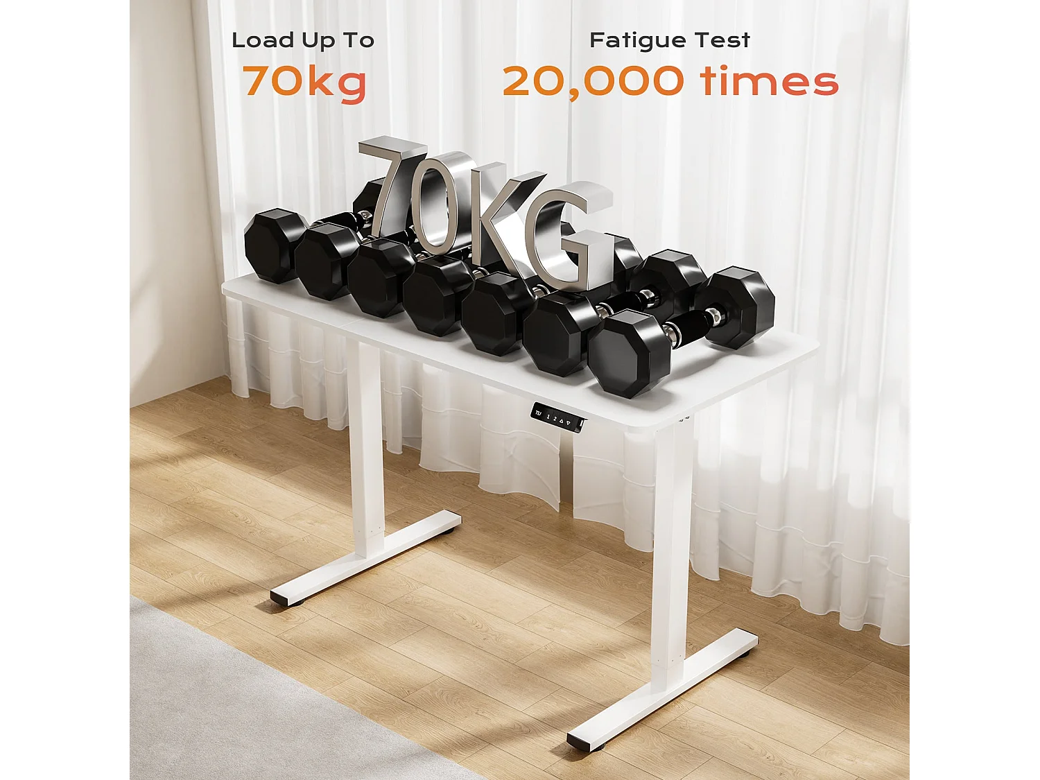 Pied Bureau Assis Debout, Bureau Assis Debout Électrique pour Plateaux de 110-160 CM avec Port de Charge USB, Bureau Reglable en Hauteur Electrique Blanc