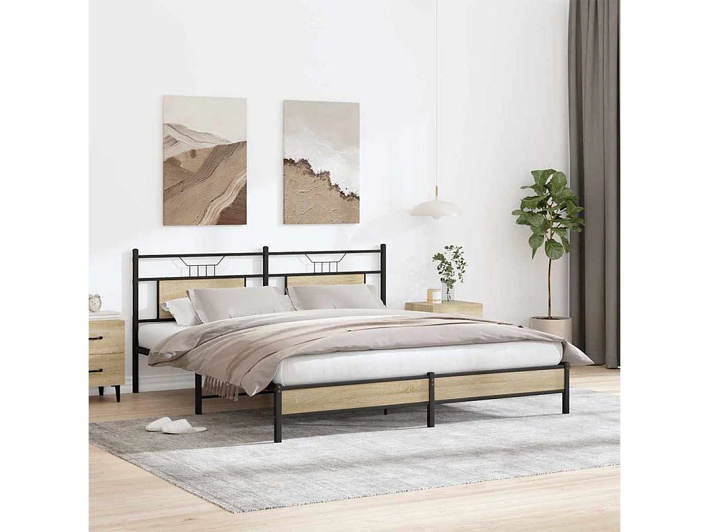 Lit double | Lit adulte | Cadre de lit chêne sonoma 183x203 cm