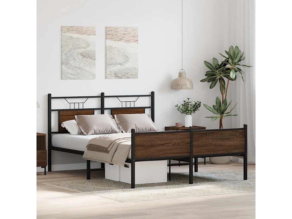 Lit double | Lit adulte | Cadre de lit chêne marron 140x190 cm